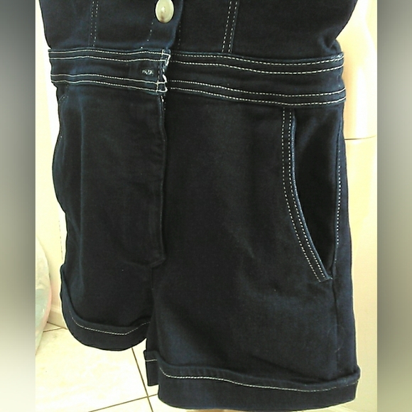 LK. NEW ANTHROPOLOGIE MAUVE ๐ ๐BLUE Denim Women's Overall Shorts SZ. 6 OMG! - Picture 7 of 12